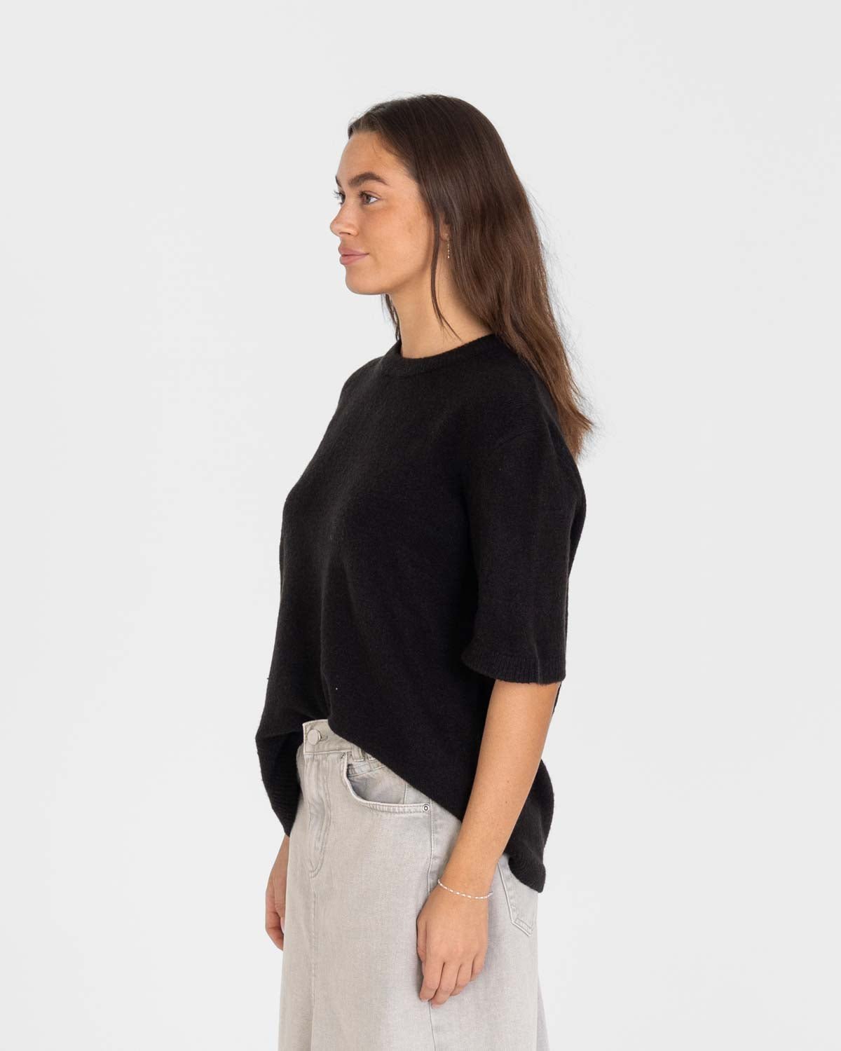 Knitted t-shirt Black | Skagen - clothing.dk